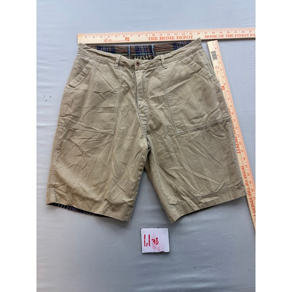 Polo raulph Lauren Reversible Khaki and Plaid Utility Shorts Tan Multi Color